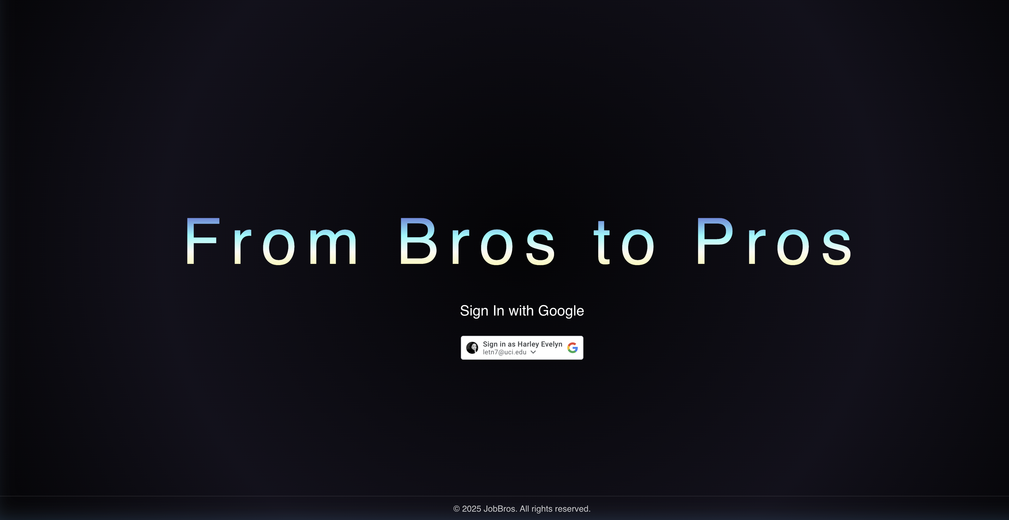 The homescreen of JobBros