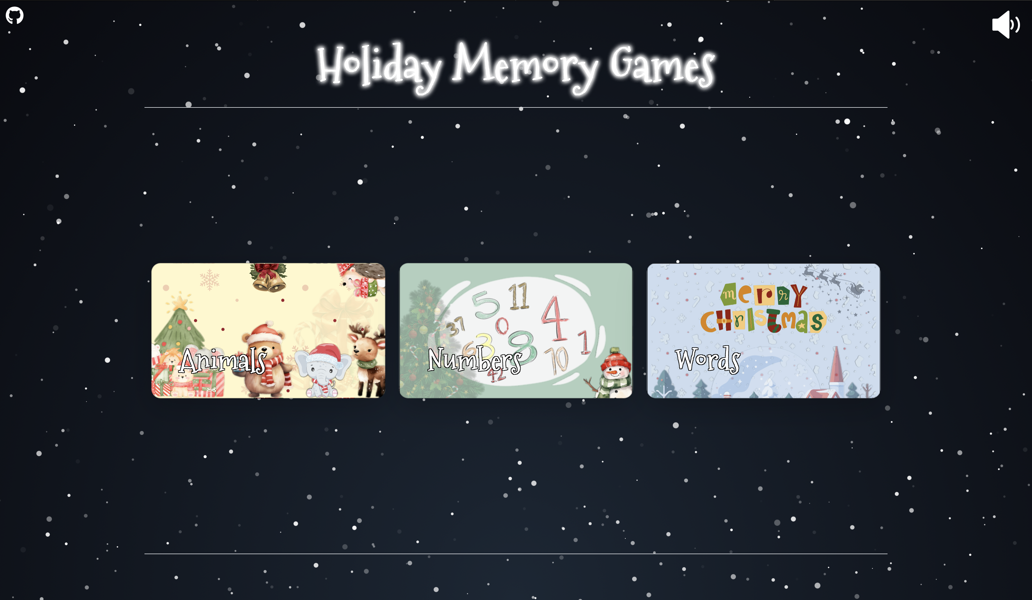 The homepage of Winter Game